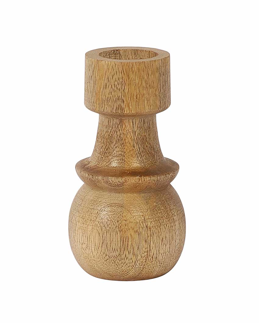 Mango wood Round Base Candle Stands | Set Of 2 | 2 x 6 inches