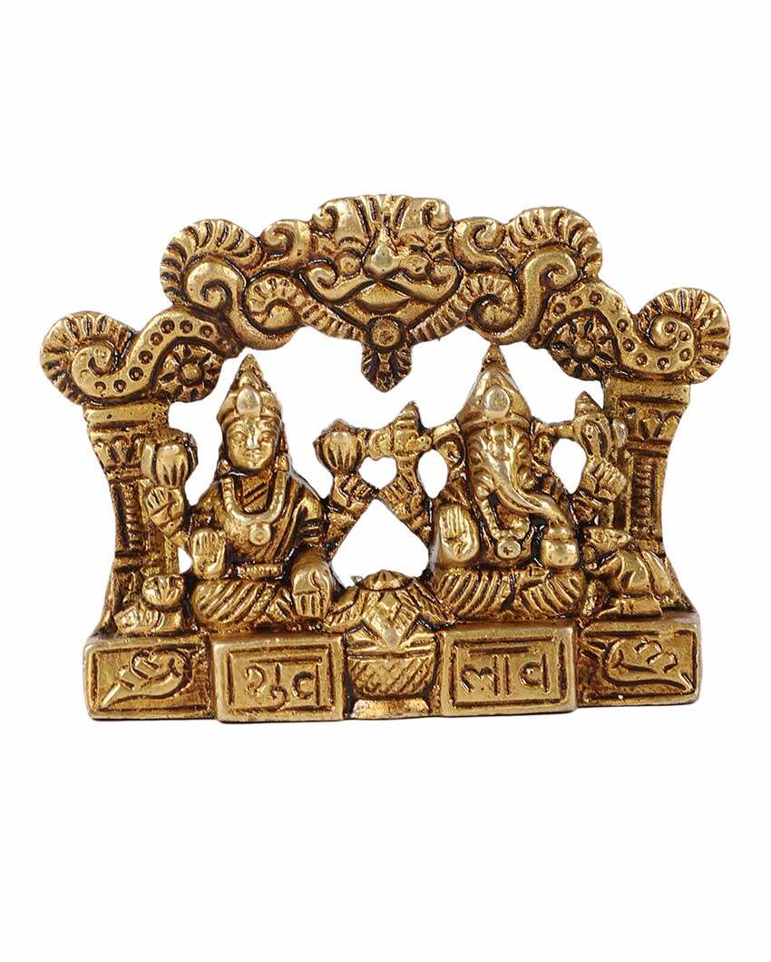 Brass Laxmi Ganesh Idol | 3 x 5 inches