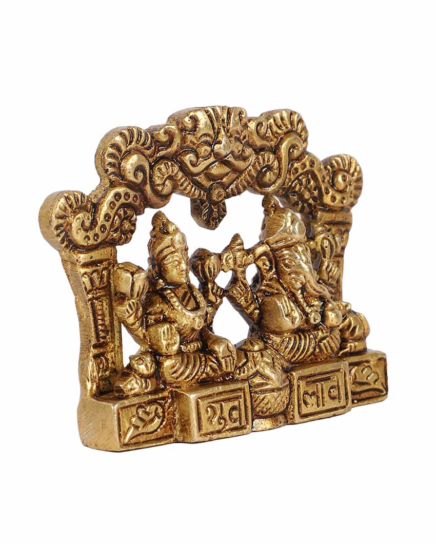 Brass Laxmi Ganesh Idol | 3 x 5 inches