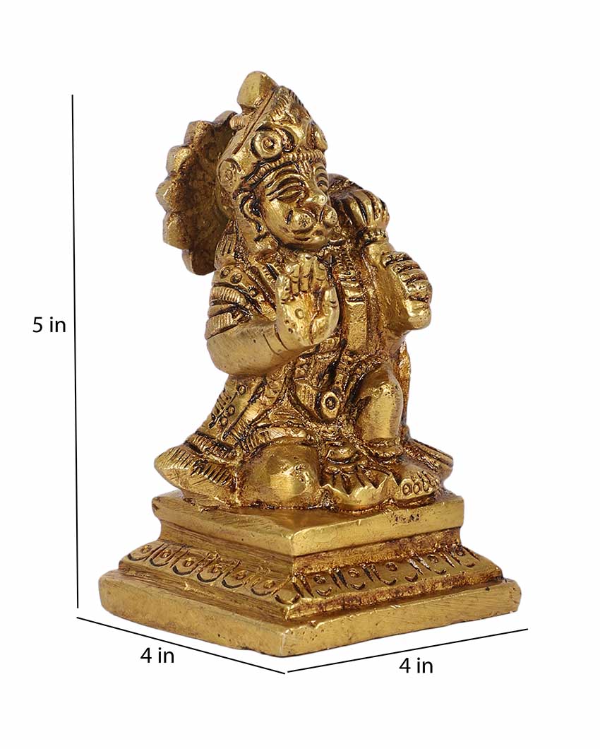 Elegant Brass Lord Hanuman Idol | 4 x 4 x 5 inches