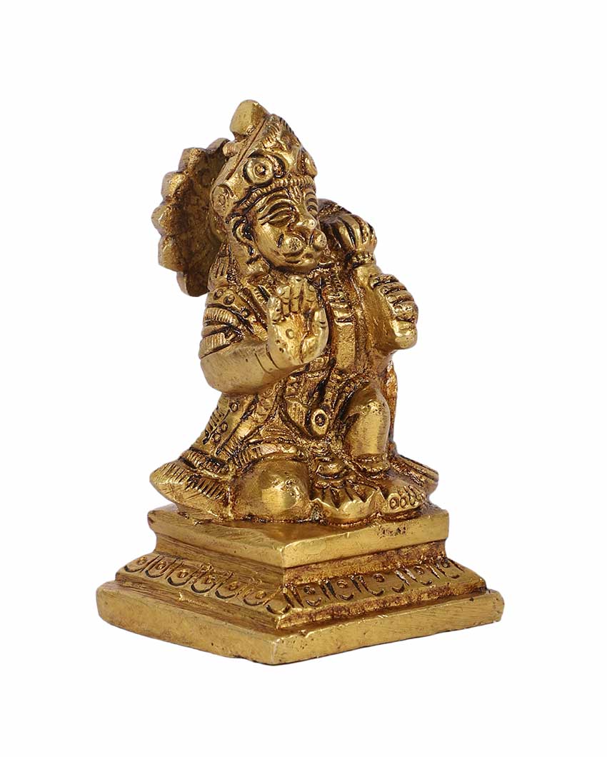 Elegant Brass Lord Hanuman Idol | 4 x 4 x 5 inches