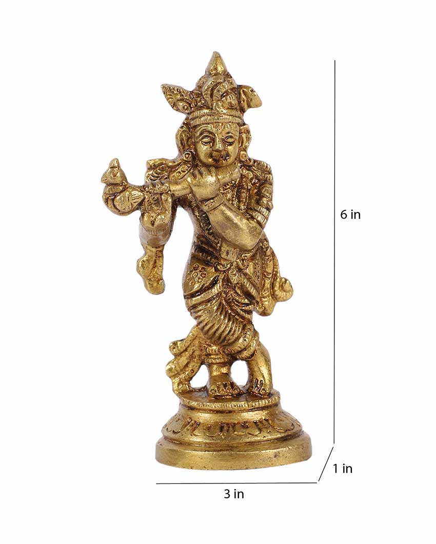 Cute Brass Lord Krishna Idol | 3 x 6 inches