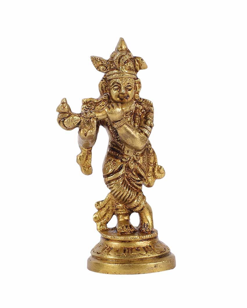 Cute Brass Lord Krishna Idol | 3 x 6 inches
