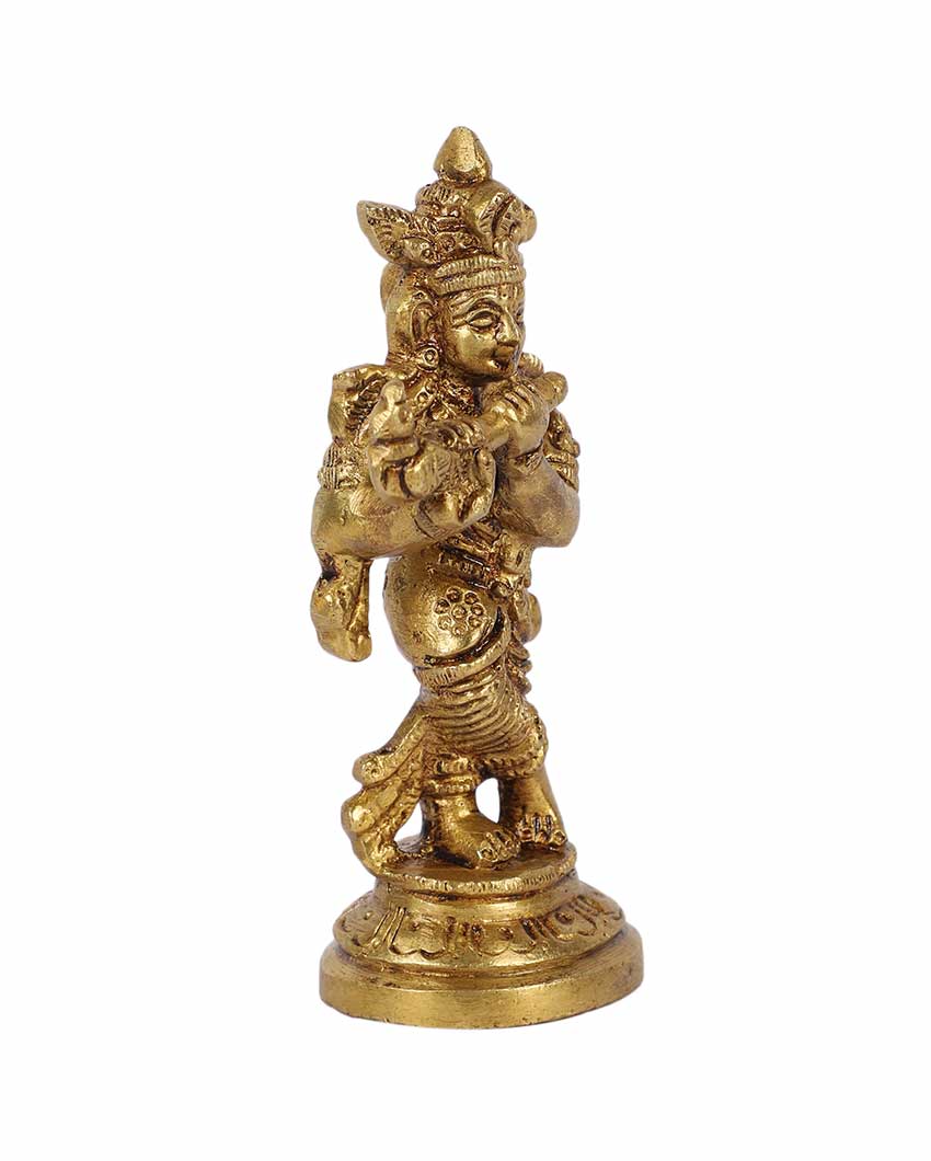 Cute Brass Lord Krishna Idol | 3 x 6 inches