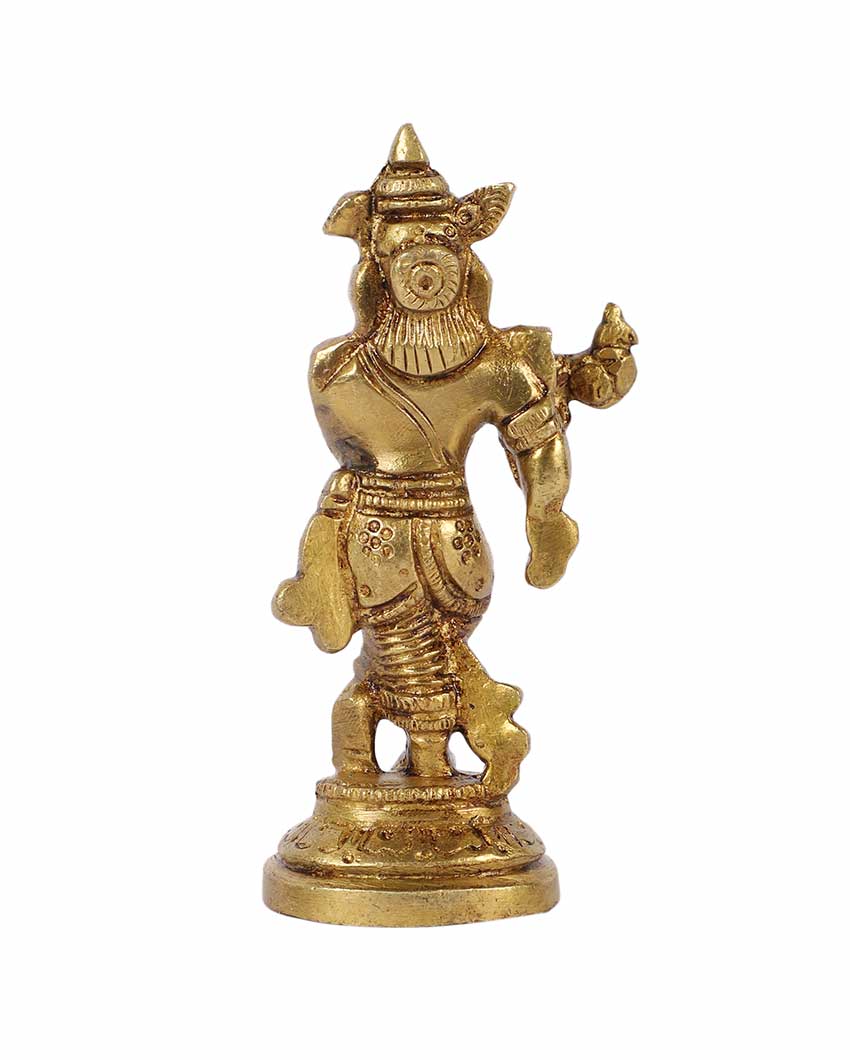 Cute Brass Lord Krishna Idol | 3 x 6 inches