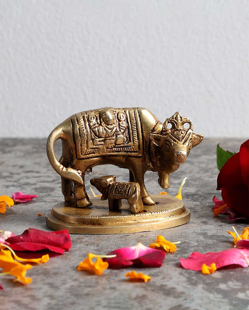 Beautiful Brass Kamdhenu Cow | 5 x 3 x 5 inches