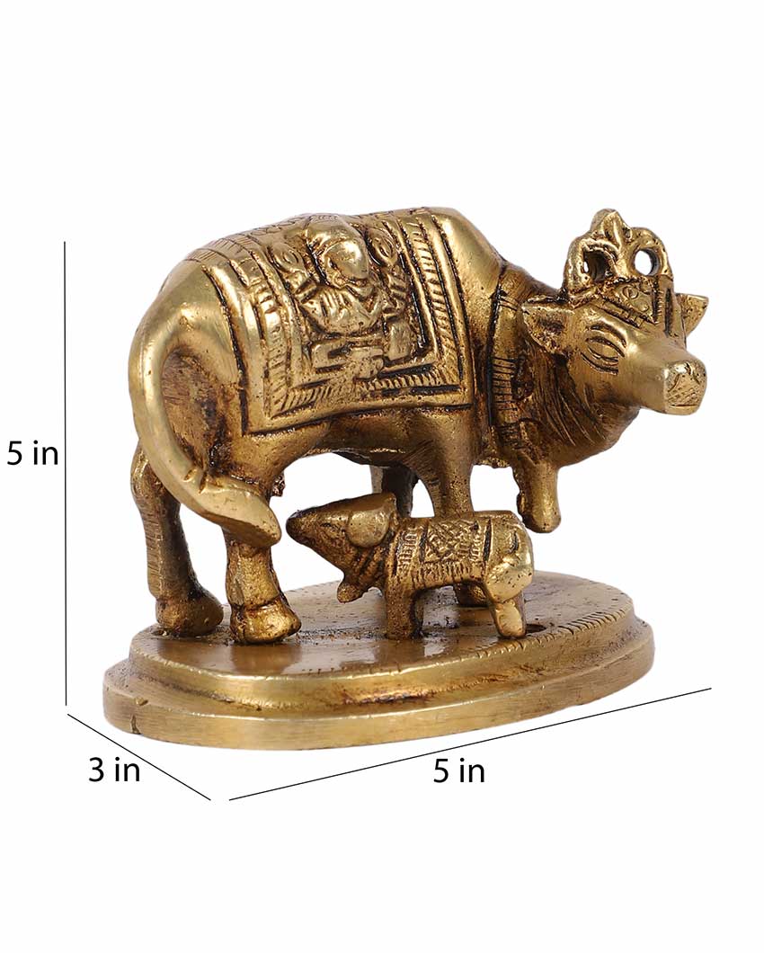 Beautiful Brass Kamdhenu Cow | 5 x 3 x 5 inches