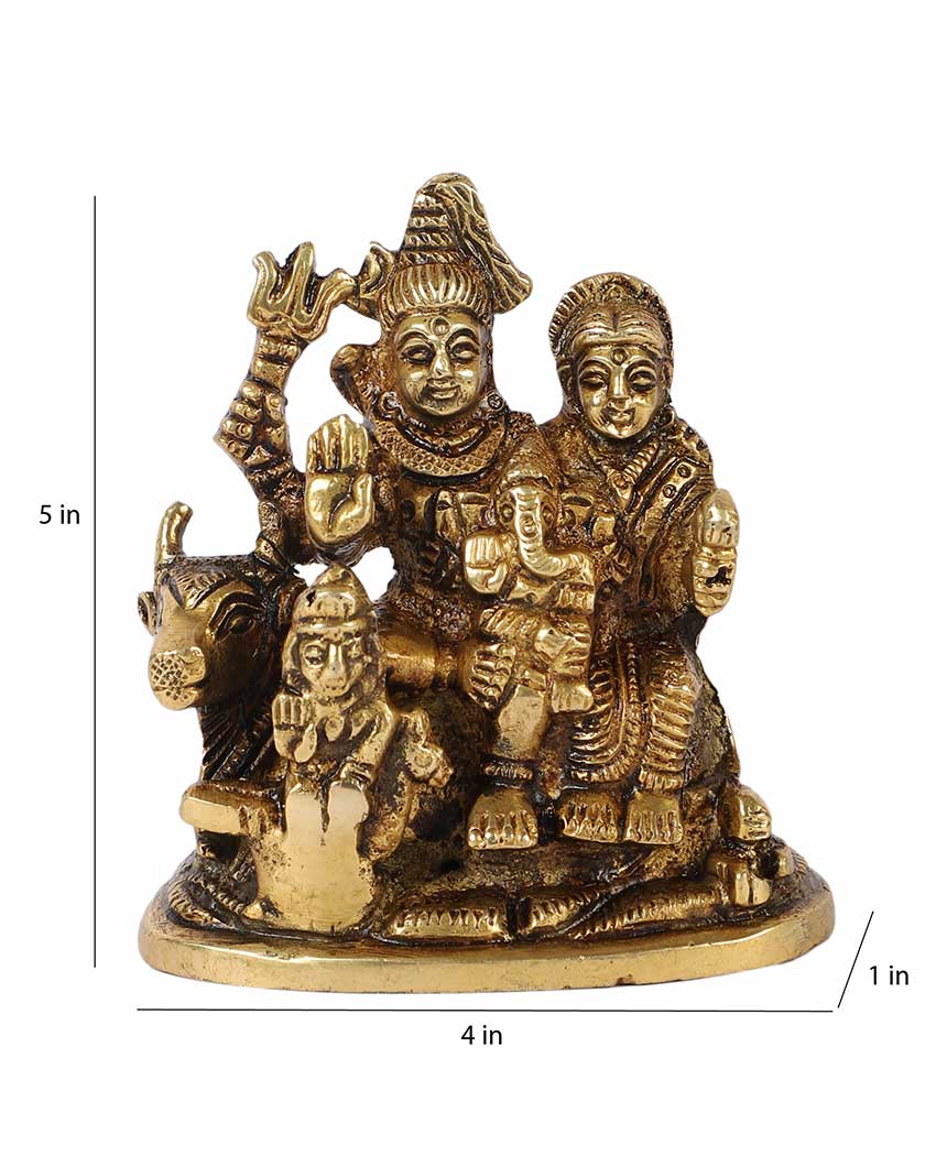 Eye-catchy Brass Shiv Parivar Idol | 4 x 5 inches