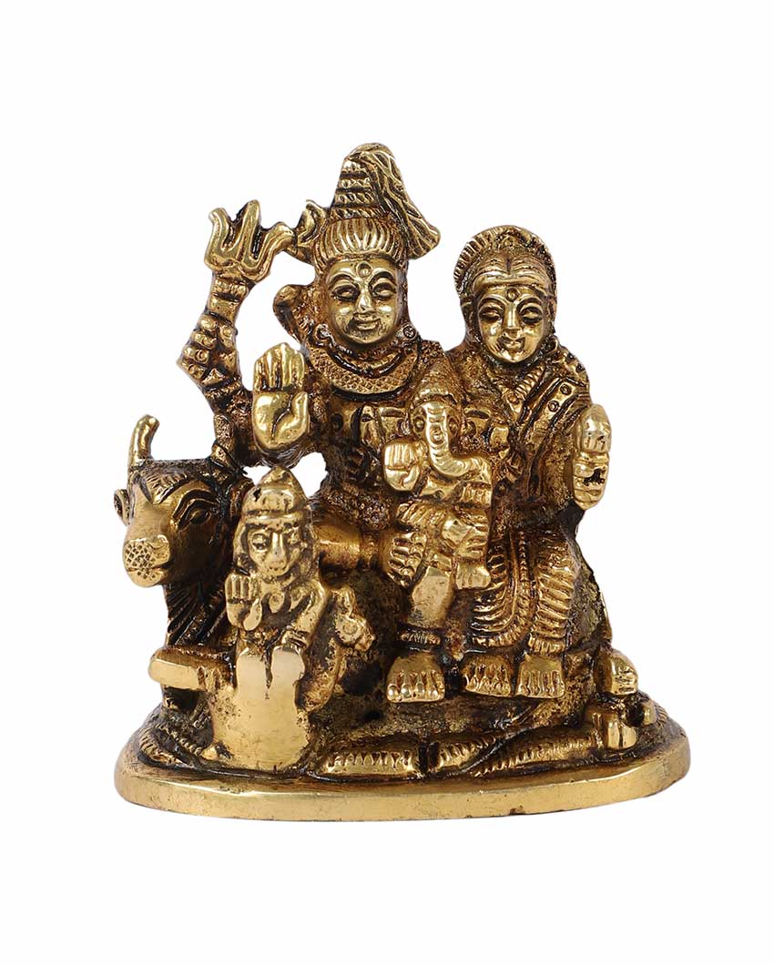 Eye-catchy Brass Shiv Parivar Idol | 4 x 5 inches
