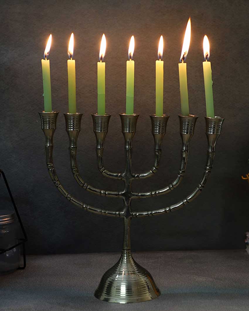 Aluminium Antique Gold Candle Stand | 8 x 12 inches