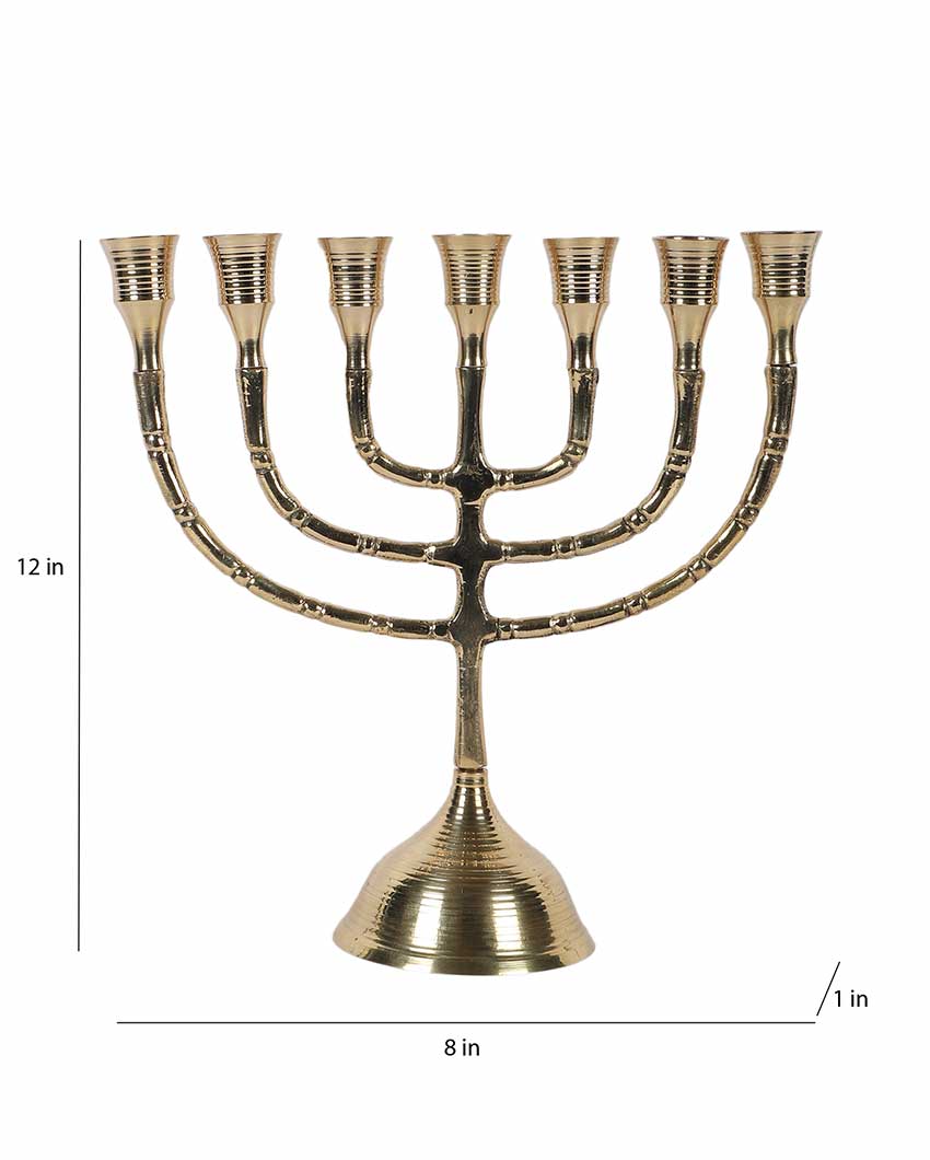 Aluminium Antique Gold Candle Stand | 8 x 12 inches