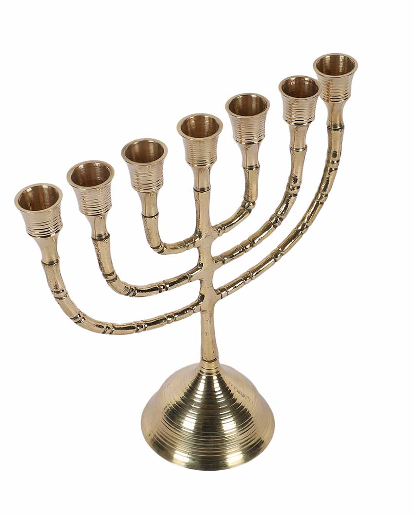 Aluminium Antique Gold Candle Stand | 8 x 12 inches