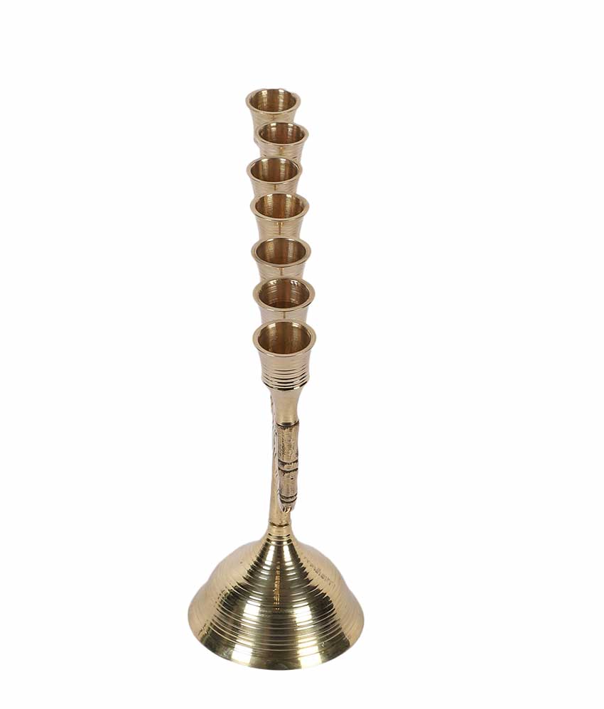 Aluminium Antique Gold Candle Stand | 8 x 12 inches