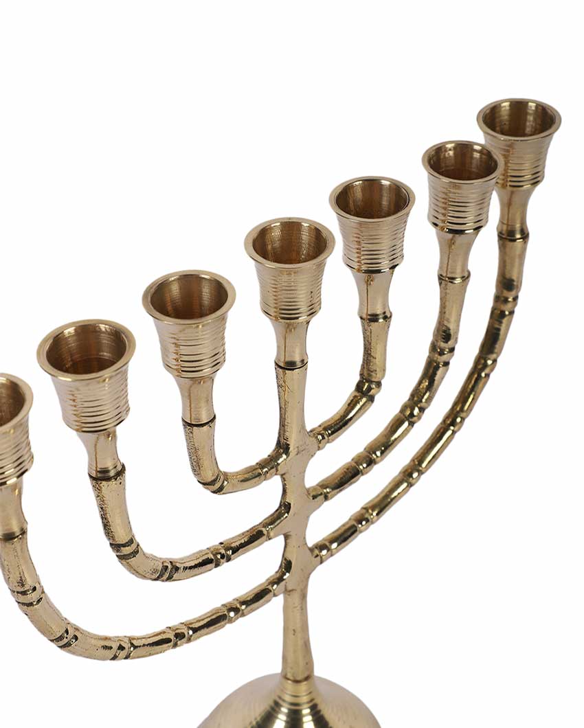 Aluminium Antique Gold Candle Stand | 8 x 12 inches