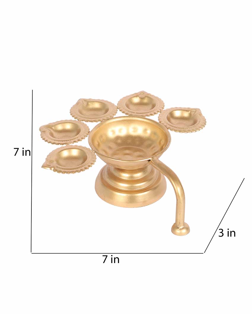 Lotus Design Akhand Dia Jyot with Handle | 7 x 7 x 3 inches