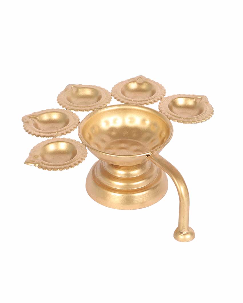Lotus Design Akhand Dia Jyot with Handle | 7 x 7 x 3 inches