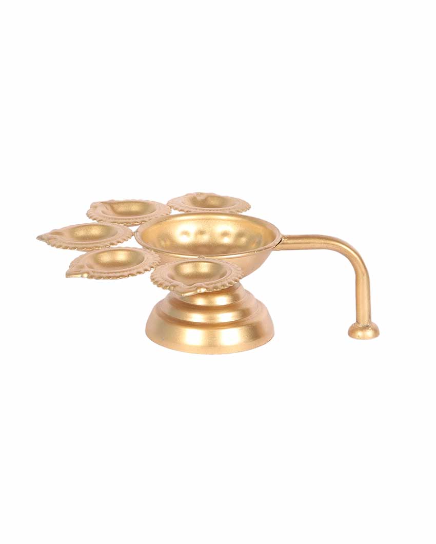 Lotus Design Akhand Dia Jyot with Handle | 7 x 7 x 3 inches