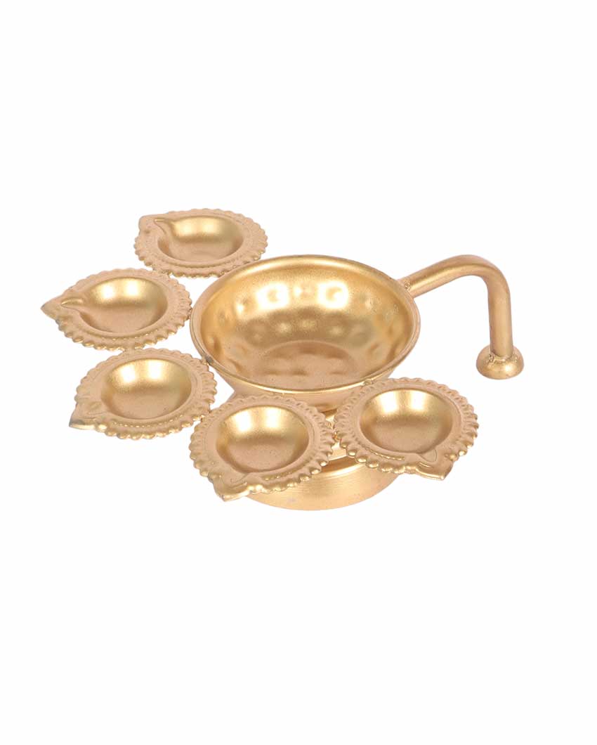 Lotus Design Akhand Dia Jyot with Handle | 7 x 7 x 3 inches