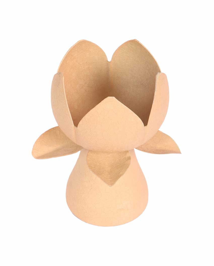 Beige Textured Lotus Tealight Holders | Set Of 2 | 5 x 7 inches