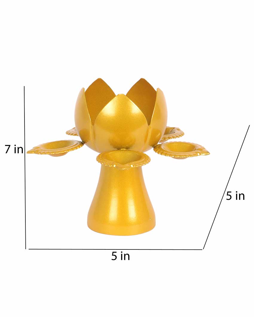 Gold Lotus Tealight Holders | Set Of 2 | 5 x 7 inches