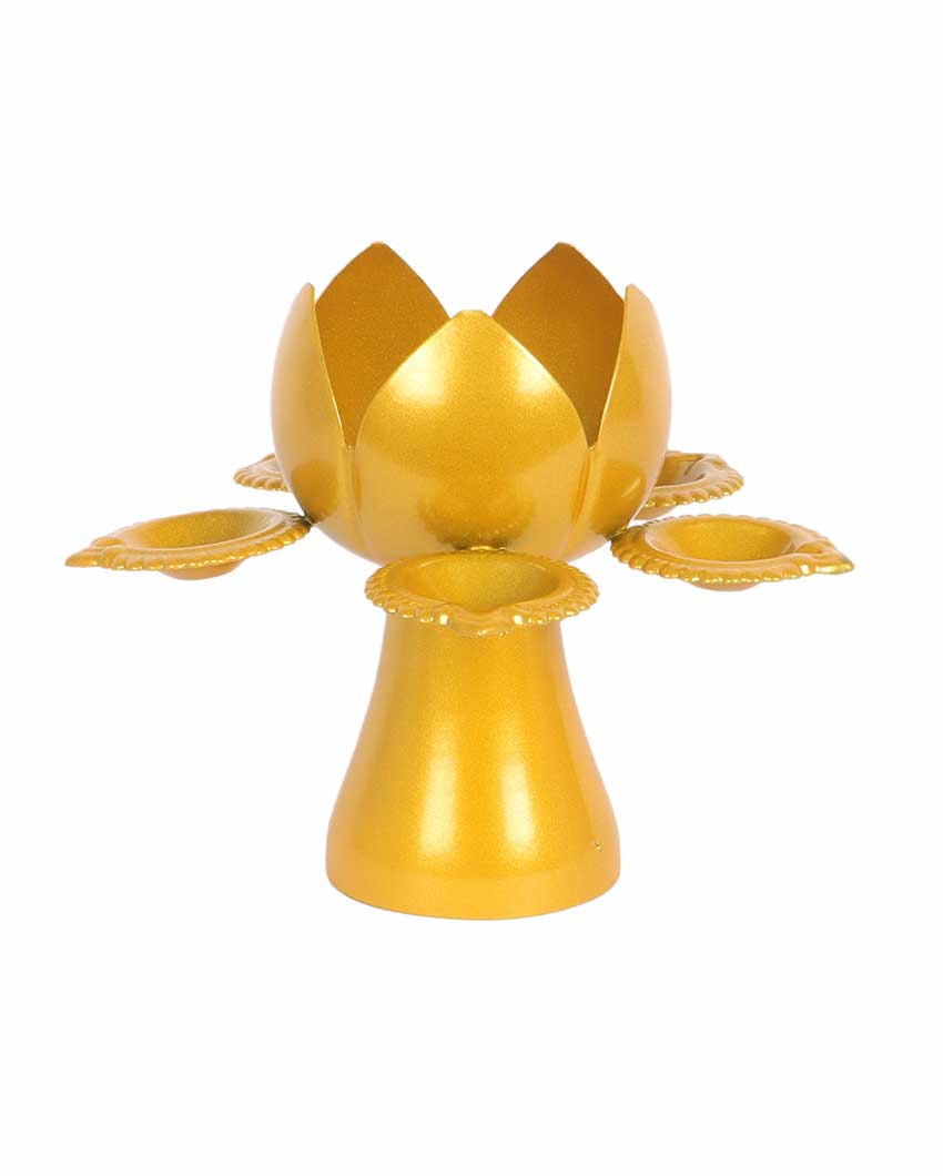 Gold Lotus Tealight Holders | Set Of 2 | 5 x 7 inches