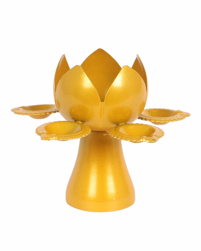 Gold Lotus Tealight Holders | Set Of 2 | 5 x 7 inches