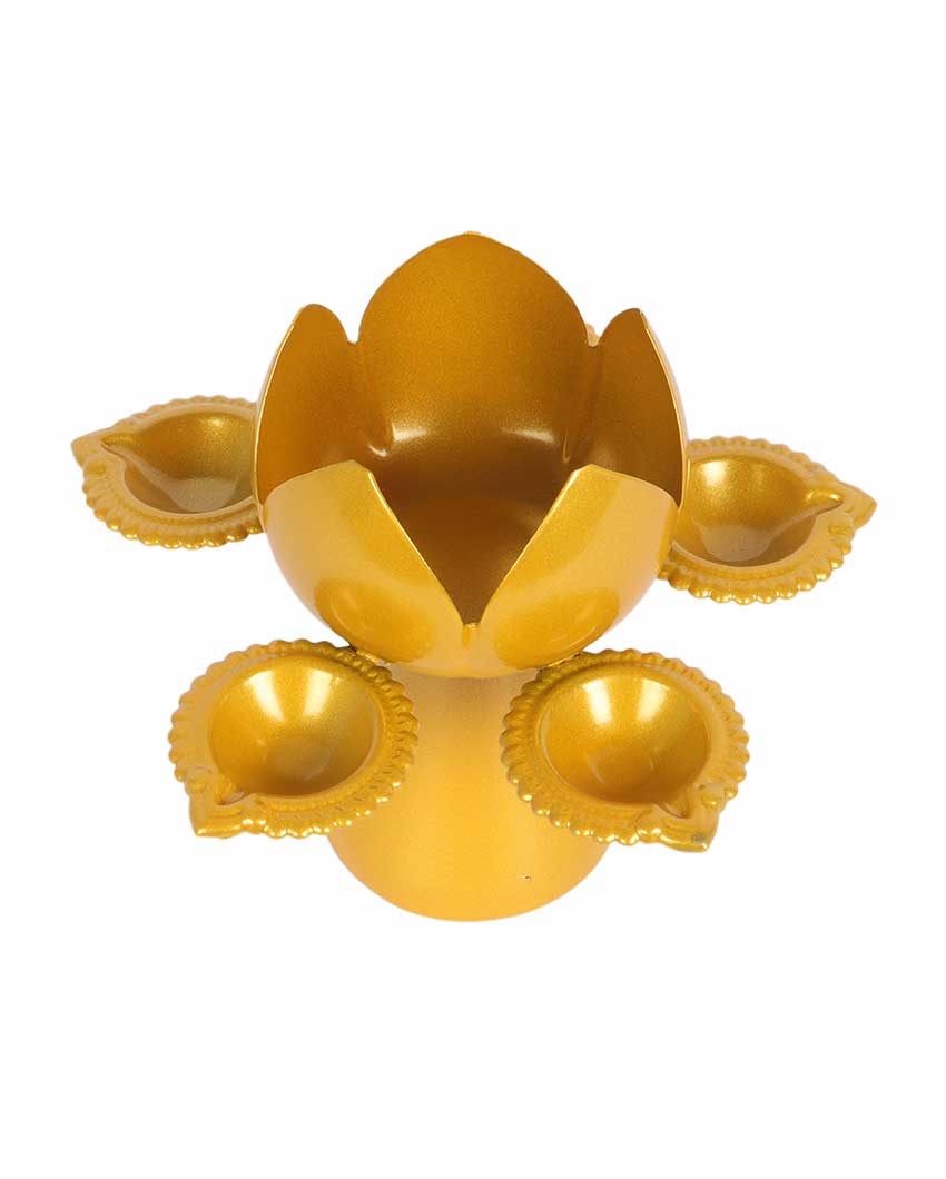 Gold Lotus Tealight Holders | Set Of 2 | 5 x 7 inches