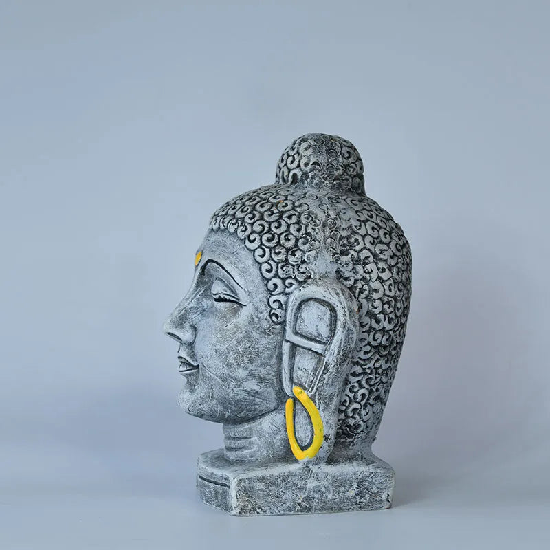 Terracotta Meditating Buddha Head Tabletop | 9 Inches