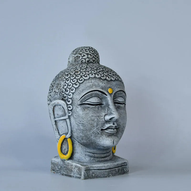 Terracotta Meditating Buddha Head Tabletop | 9 Inches