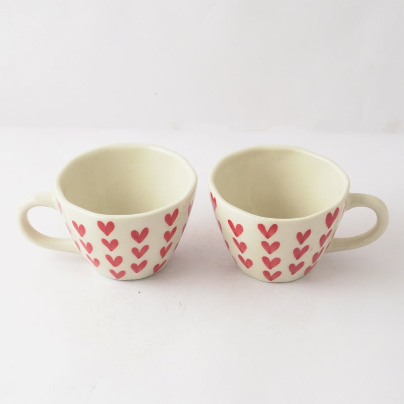 Heart Ceramic Tea Cups | Set of 2 Default Title