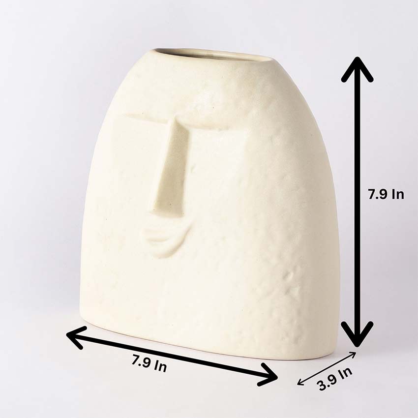 Elegant & Durable Smirk Ceramic White Vase Without Flower | 8 x 4 x 8 inches