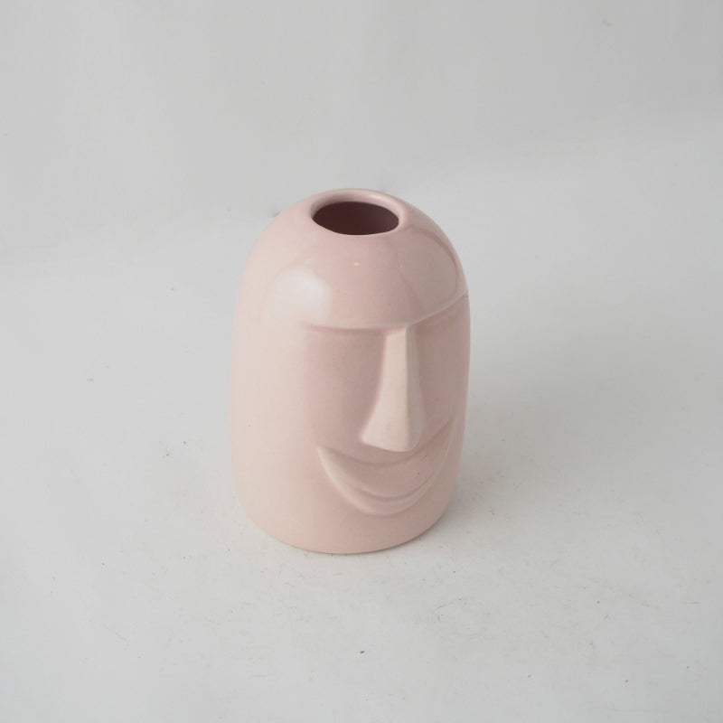 Pink Poker Face Ceramic Vase Default Title