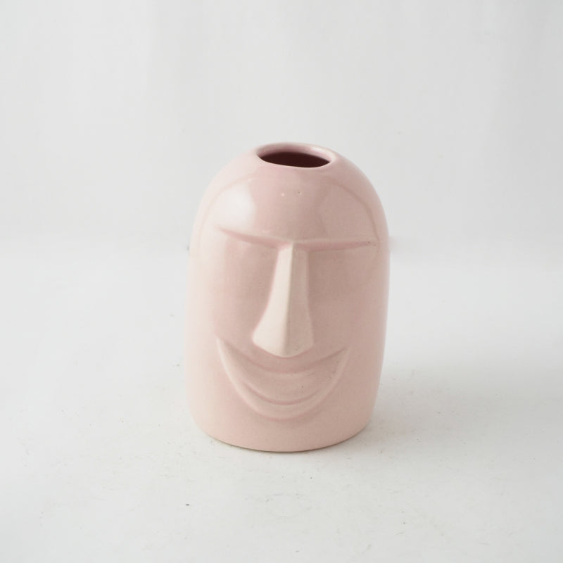 Pink Poker Face Ceramic Vase Default Title