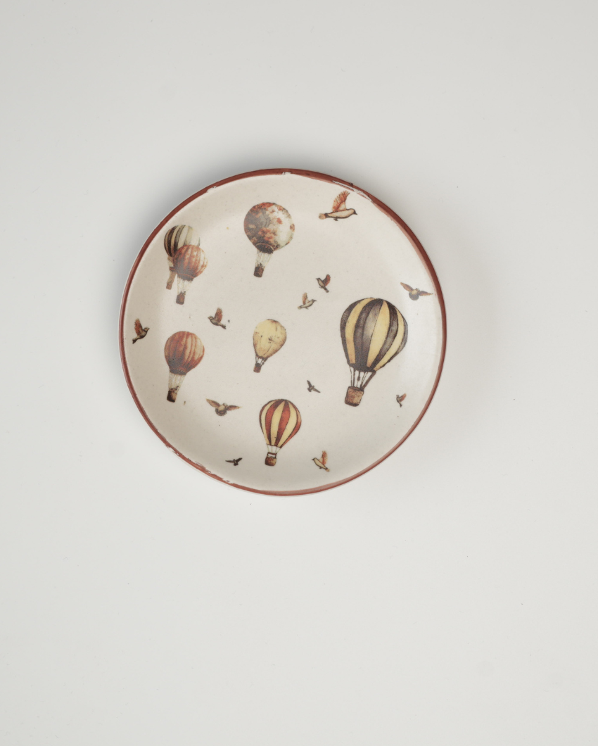 Playful Whimsy Balloon Offwhite Stoneware Teaplates | 6 inches