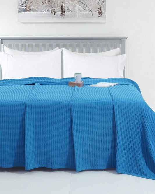 Teal Waffle Cotton Blanket 90 x 60 Inches