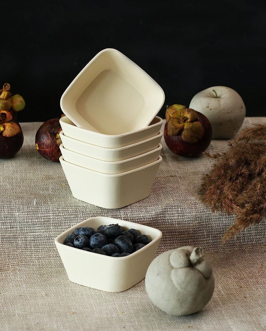Bamboo Fiber Square Bowls | Set Of 6 6 Inches