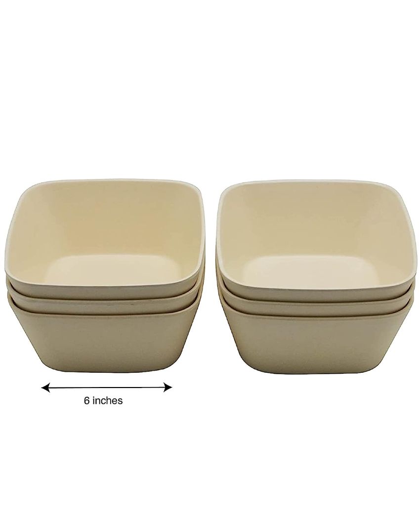 Bamboo Fiber Square Bowls | Set Of 6 6 Inches