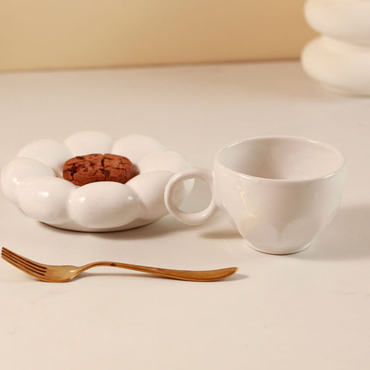 Vashi Sunflower Cup And Saucer | Set Of 2 | 240ml | Multiple Colors White