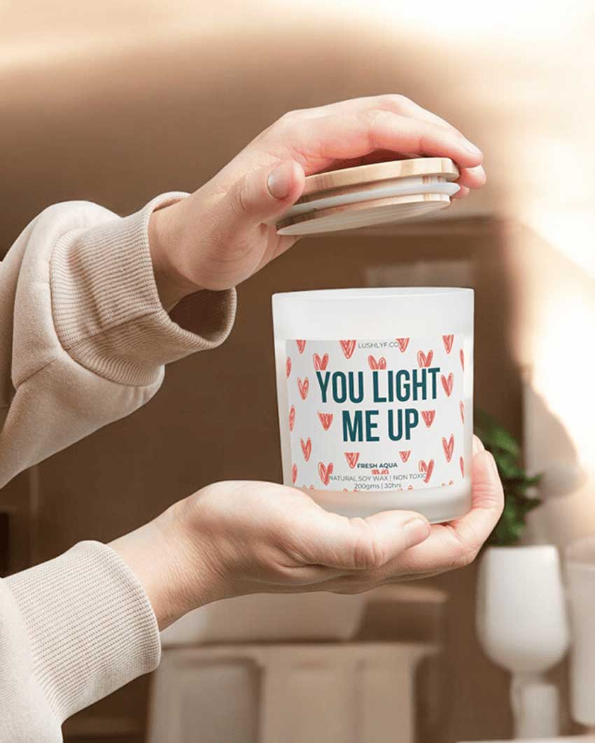 You Light Me Up Valentine Fresh Aqua Soy Wax Candle | 3 x 4 inches | 200ml