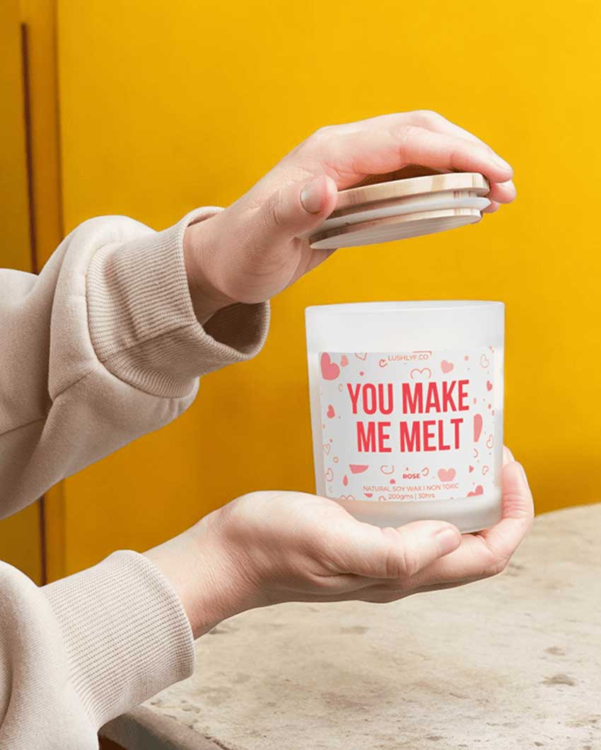 You Make Me Melt Valentine’s Rose Soy Wax Candle | 3 x 4 inches | 200ml