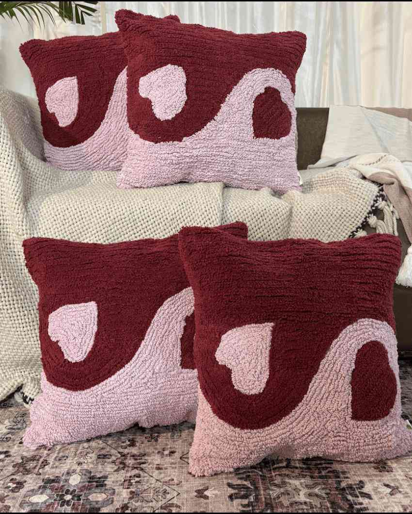 Balanced Yin-Yang Love Tufted Valentine's Cushion Cover | 18 x 18 inches