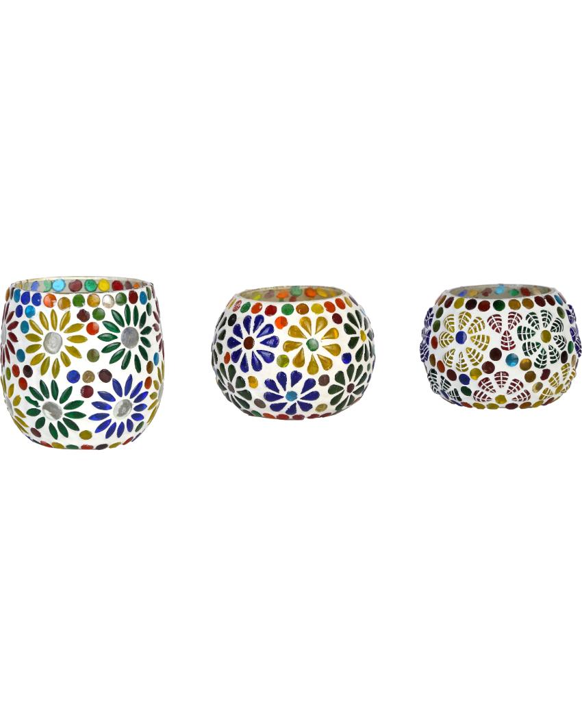 Holographic Candle Night Dinner Glass Tea Light Holders | Set Of 3