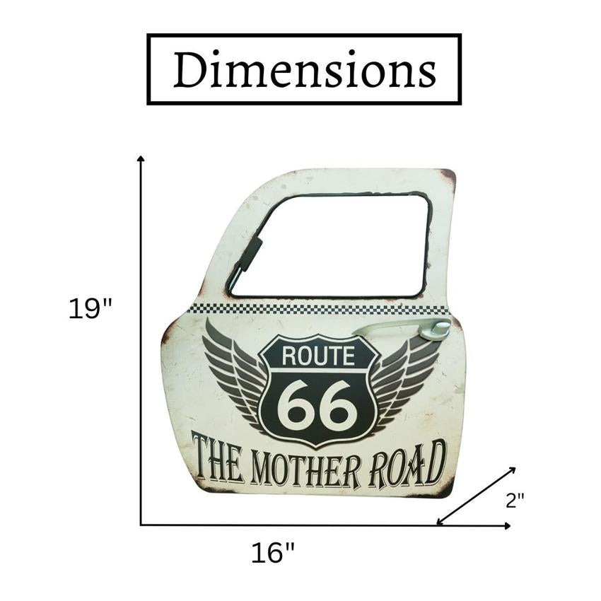 Retro Car Door Route 66 Mother Road Wall Decor | 16 x 2 x 19 inches