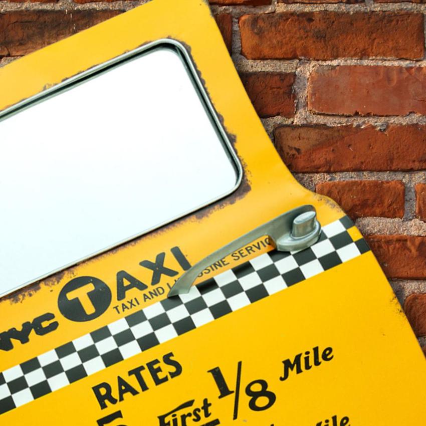 Charming Retro Taxi Car Door Wall Decor with Mirror | 16 x 2 x 19 inches