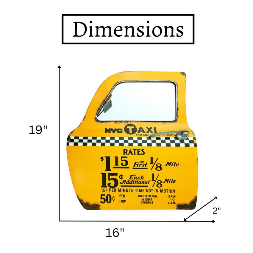 Charming Retro Taxi Car Door Wall Decor with Mirror | 16 x 2 x 19 inches