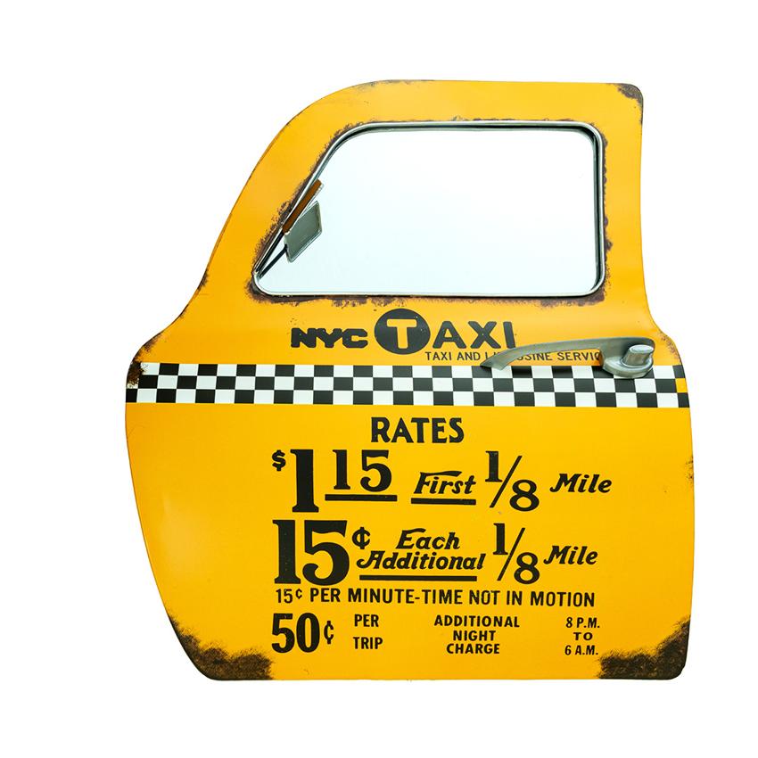 Charming Retro Taxi Car Door Wall Decor with Mirror | 16 x 2 x 19 inches