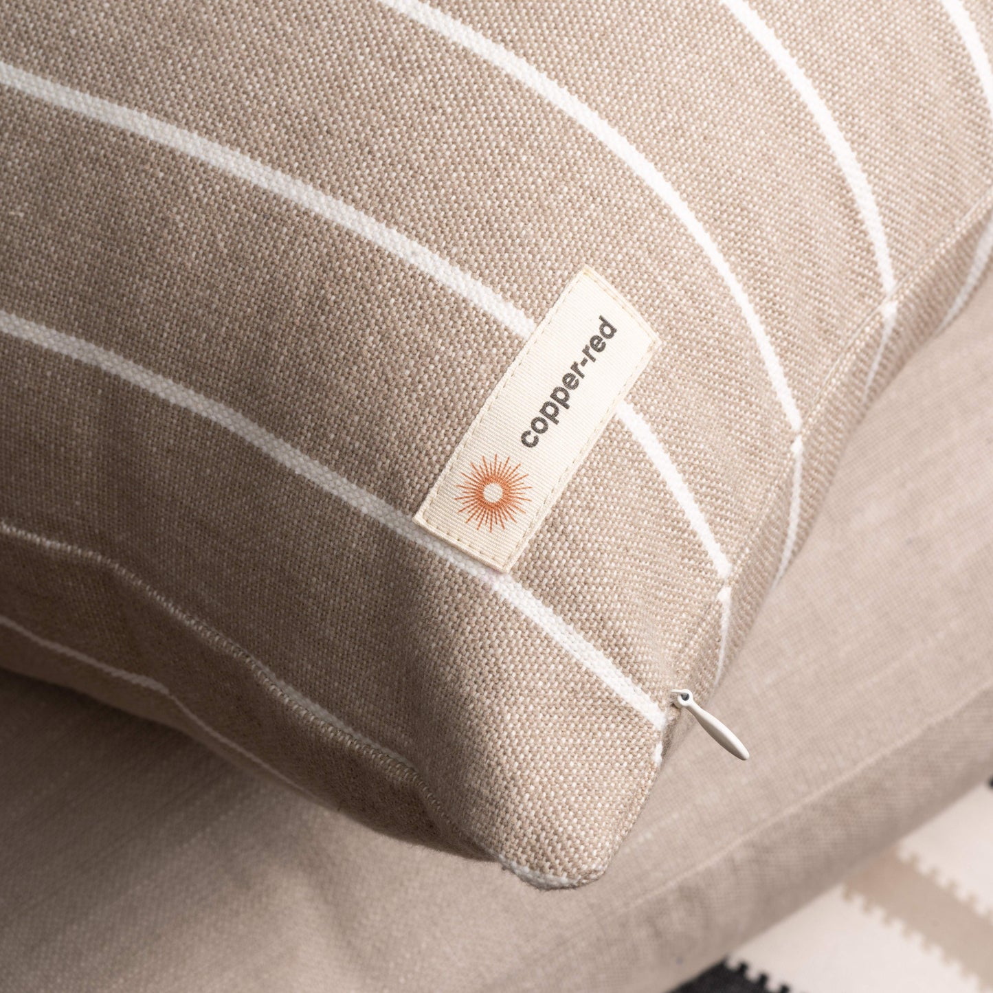 Stylish Atacama Brown & White Striped Pure Cotton Cushion Cover