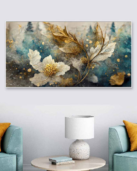 Elegant Blossoms Floating Frame Canvas Wall Painting 24 X 12 Inches
