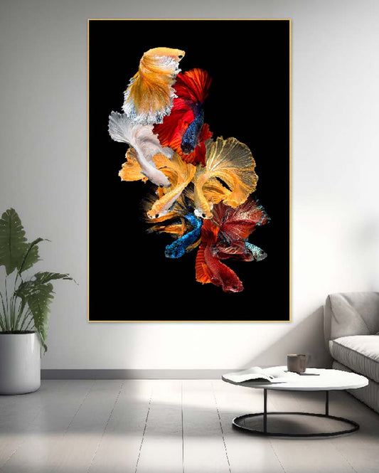 Luxury Colorful Fishes Canvas Wall Painting | 24 x 12 inches , 36 x 18 inches & 48 x 24 inches