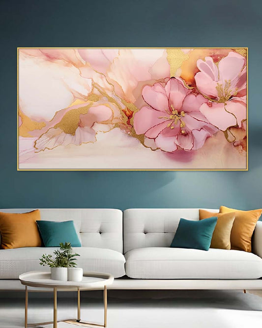 Acrylic Flower Floating Frame Wall Painting | 24 x 12 inches , 36 x 18 inches & 48 x 24 inches